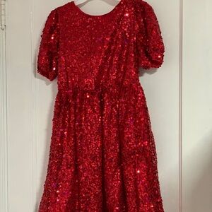 Cat & Jack Red Sequined Dress Girls Size 10/12 – Party, Holiday Special Occasion
